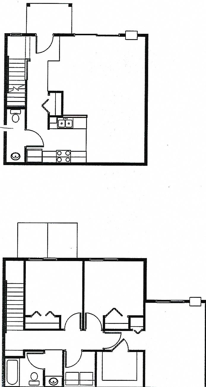 Floor plan for 3 beds, 1.5 baths, 1280 sqft
